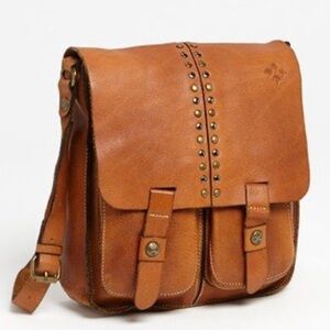 Patricia Nash ARMENO Brown Italian Leather Crossbody Messenger Tan